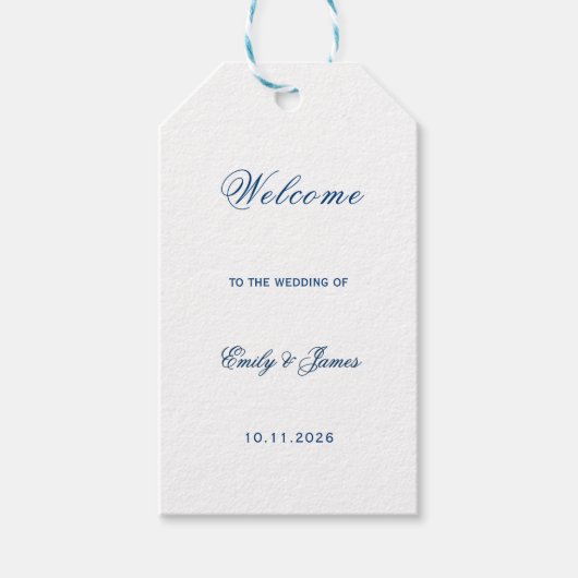 Blue and White Wedding Cadeaulabel (Voorkant)