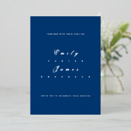 Blue and White Wedding Invitation Folie Uitnodiging
