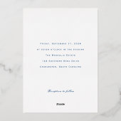 Blue and White Wedding Invitation Folie Uitnodiging (Achterkant)