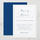 Blue and White Wedding Invitation Kaart (Voorkant / Achterkant)