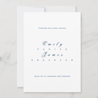 Blue and White Wedding Invitation Kaart