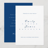 Blue and White Wedding Invitation Kaart (Voorkant / Achterkant)