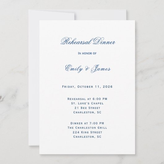 Blue and White Wedding Kaart (Voorkant)