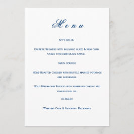 Blue and White Wedding Menu
