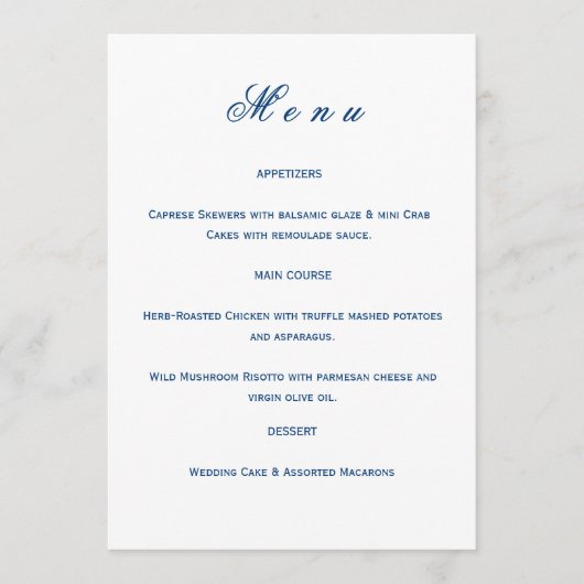 Blue and White Wedding  Menu (Voorkant)