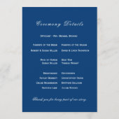 Blue and White Wedding  Programmakaart (Achterkant)