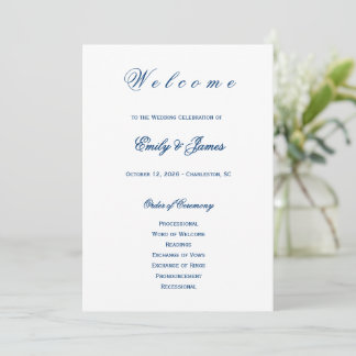 Blue and White Wedding  Programmakaart