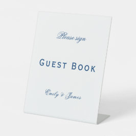 Blue and White Wedding Reclamebord Met Voetstuk