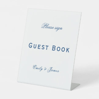Blue and White Wedding Reclamebord Met Voetstuk