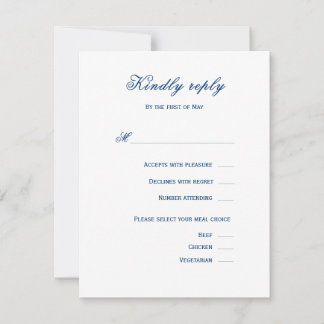 Blue and White Wedding RSVP Kaartje