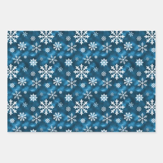 Blue And White Winter Snowflakes Pattern Inpakpapier Vel (Voorkant 2)