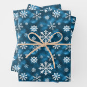Blue And White Winter Snowflakes Pattern Inpakpapier Vel (In situ)