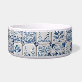 Blue and white woodland tile cat or dog bowl voerbakje