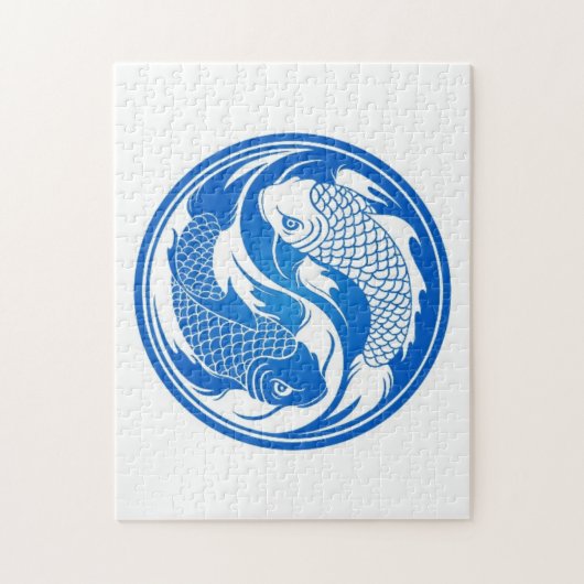 Blue and White Yin Yang Koi Fish Legpuzzel (Verticaal)