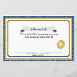 Blue and Yellow Academic Award Certificate