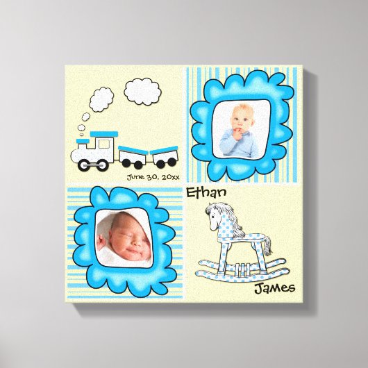 Blue and Yellow Baby Photo Nursery Wall Decor Canvas Afdruk (Voorkant)