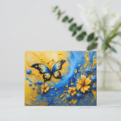Blue and Yellow Butterfly # 2 Briefkaart (Staand voorkant)