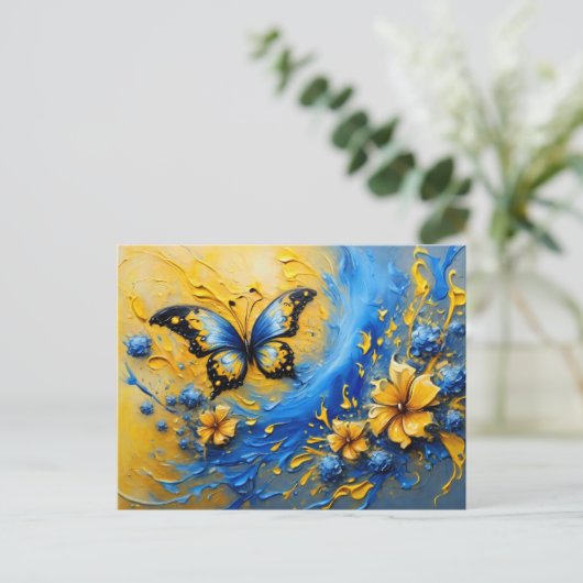 Blue and Yellow Butterfly # 2 Briefkaart (Staand voorkant)