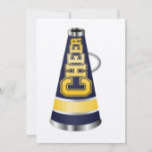 Blue and Yellow Cheer Megaphone Invitation Kaart (Achterkant)