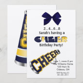 Blue and Yellow Cheer Megaphone Invitation Kaart (Voorkant / Achterkant)