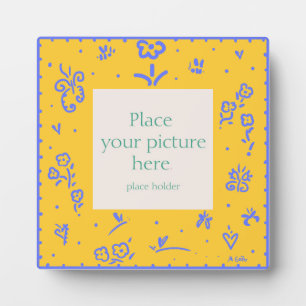 Blue and yellow fleur frame fotoplaat