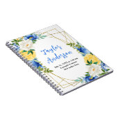 Blue and Yellow Floral Baby Birth Stats Notitieboek (Rechterzijde)