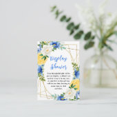 Blue and Yellow Floral Baby Display Shower Informatiekaartje (Staand voorkant)