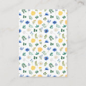 Blue and Yellow Floral Baby Display Shower Informatiekaartje (Achterkant)