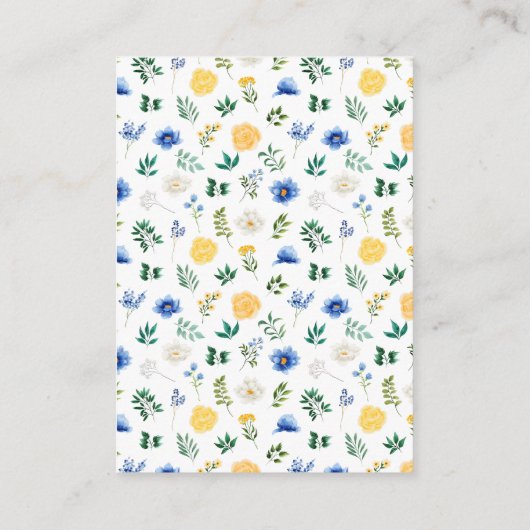 Blue and Yellow Floral Baby Display Shower Informatiekaartje (Achterkant)