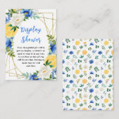 Blue and Yellow Floral Baby Display Shower Informatiekaartje (Voorkant / Achterkant)