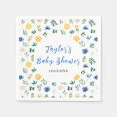 Blue and Yellow Floral Baby Shower Servet (Voorkant)