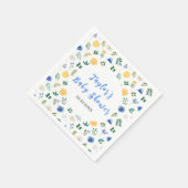 Blue and Yellow Floral Baby Shower Servet (Hoek)