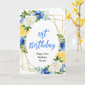 Blue and Yellow Floral Birthday Kaart (Gele Bloem)