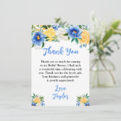 Blue and Yellow Floral Bridal Shower Bedankkaart (Staand voorkant)