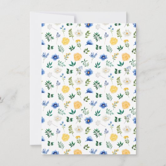 Blue and Yellow Floral Bridal Shower Bedankkaart (Achterkant)