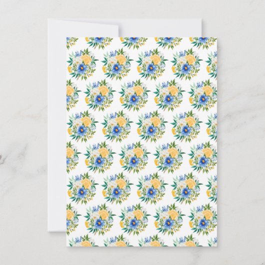 Blue and Yellow Floral Bridal Shower Bedankkaart (Achterkant)