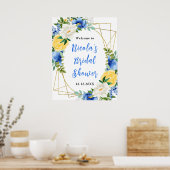 Blue and Yellow Floral Bridal Shower Welcome Poster (Keuken)