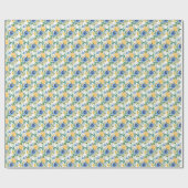 Blue and Yellow Floral  Cadeaupapier (Vlak)