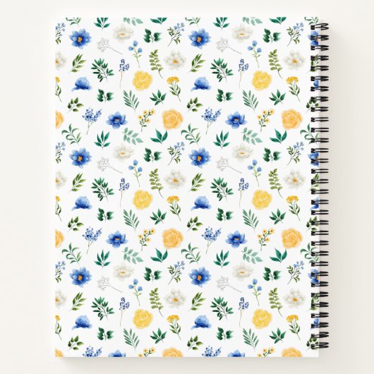 Blue and Yellow Floral Recipe Book Notitieboek (Achterkant)