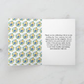 Blue and Yellow Floral Wedding Bedankkaart (Binnen)