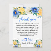 Blue and Yellow Floral Wedding Bedankkaart (Voorkant)