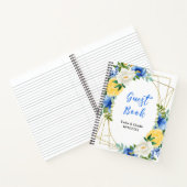 Blue and Yellow Floral Wedding Guest Book Notitieboek (Binnen)