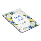 Blue and Yellow Floral Wedding Guest Book Notitieboek (Rechterzijde)