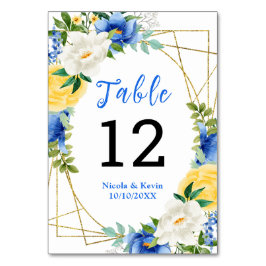 Blue and Yellow Floral Wedding Kaart