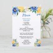 Blue and Yellow Floral Wedding Menu (Staand voorkant)