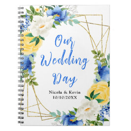 Blue and Yellow Floral Wedding Planner Notitieboek