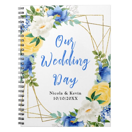 Blue and Yellow Floral Wedding Planner Notitieboek (Voorkant)