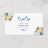 Blue and Yellow Floral Wedding Registry Informatiekaartje (Voorkant)