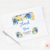 Blue and Yellow Floral Wedding Thank You Vierkante Sticker (Envelop)