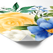 Blue and Yellow Floral Wedding Welcome Sign Poster (Hoek)